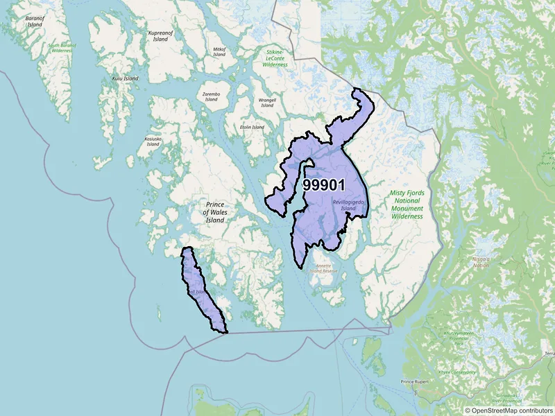 Map of ZIP Code 99901 — Ketchikan, AK