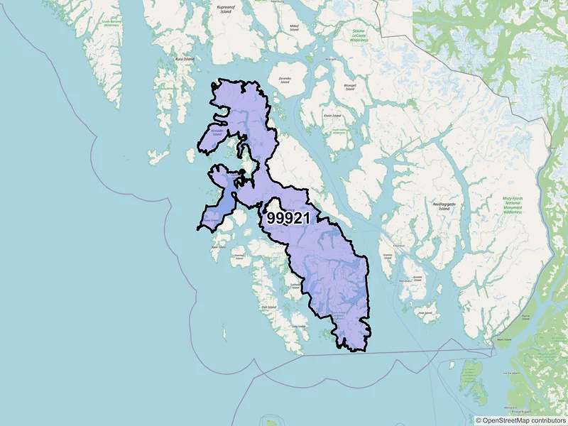 Map of Craig, Alaska and ZIP codes