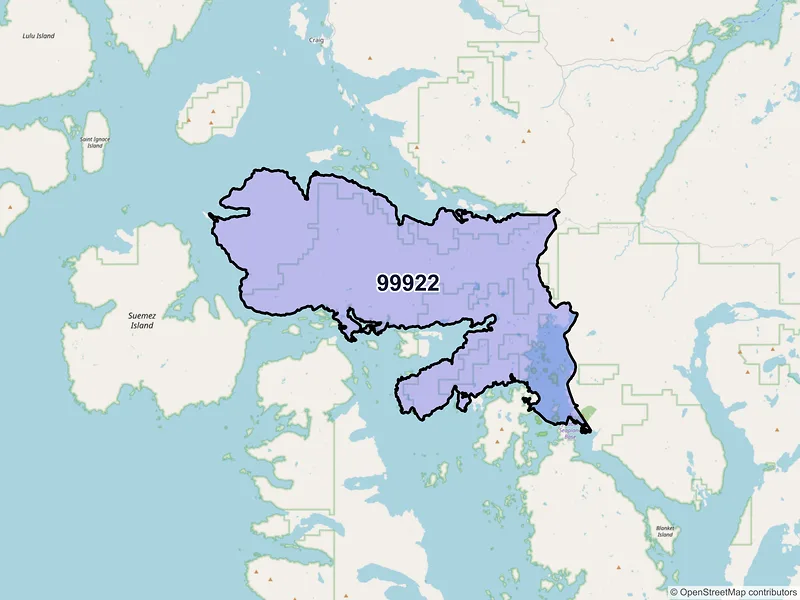 Map of Hydaburg, Alaska and ZIP codes