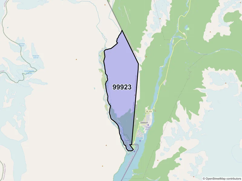 Map of Hyder, Alaska and ZIP codes